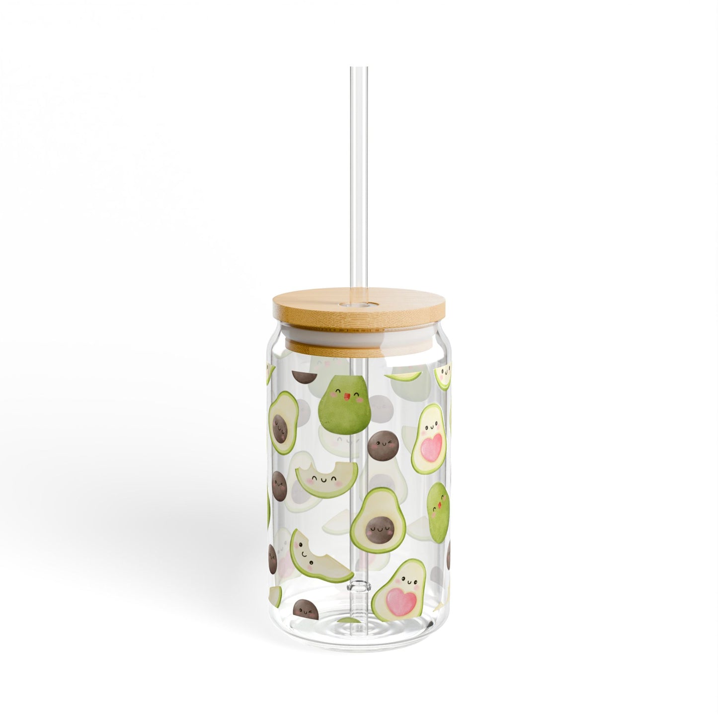 Cute Avocado Sipper Glass - 16oz Drinkware with Straws | Perfect for Smoothies and Juices
