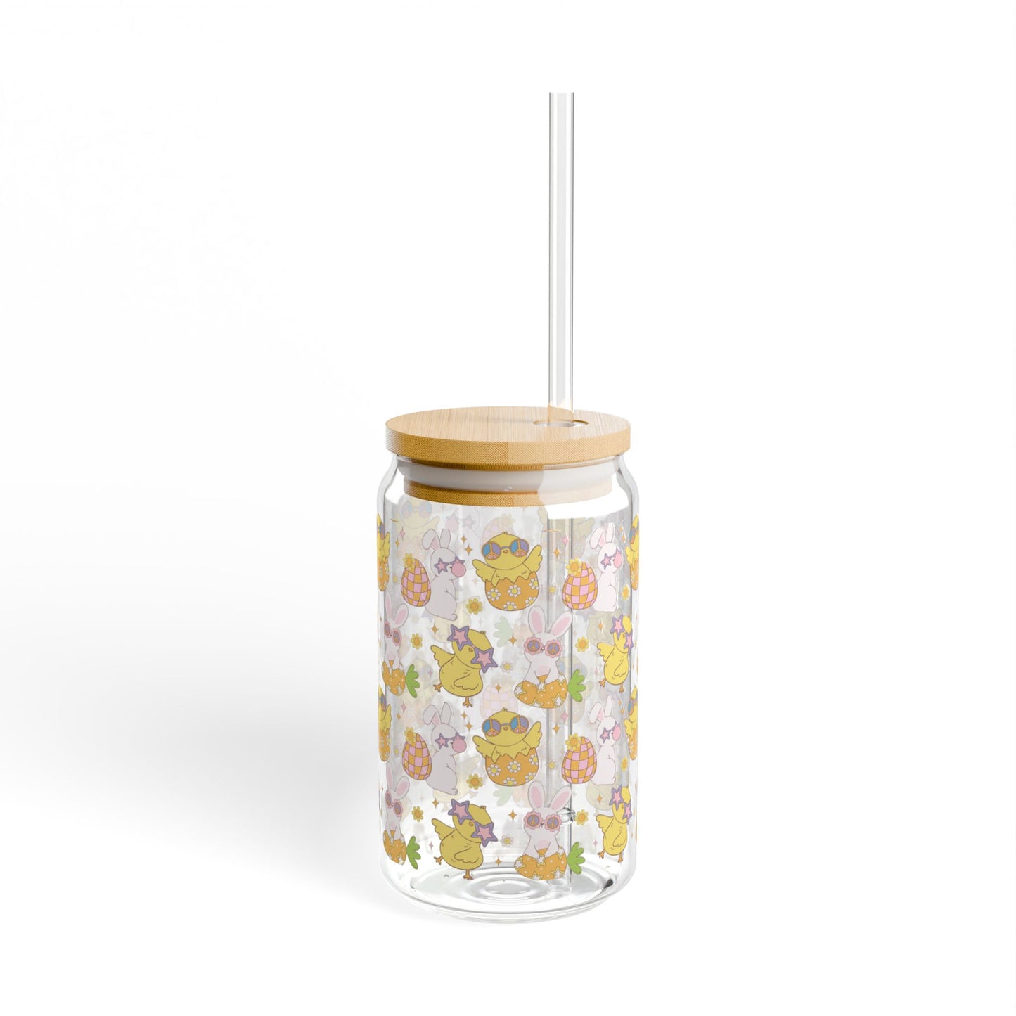 Cute Cartoon Sipper Glass, 16oz with Straw - Perfect for Parties and Summer Drinks