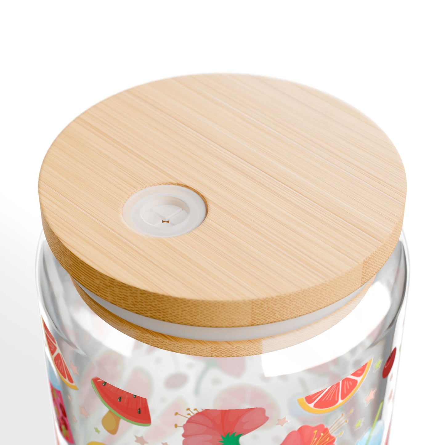 Fruits & Refreshments Sipper Glass | 16oz Mason Jar with Straw | Perfect for Summer Drinks