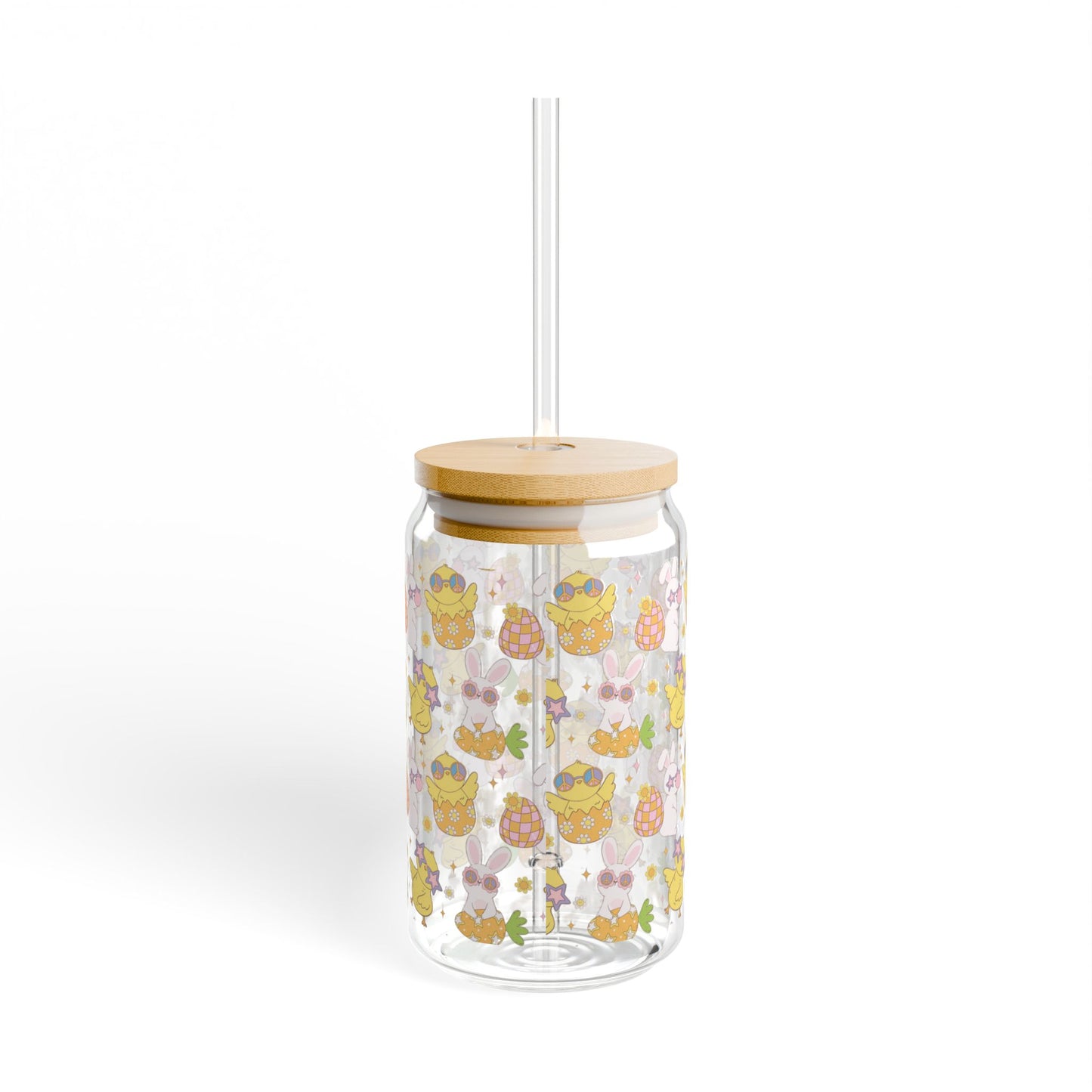 Cute Cartoon Sipper Glass, 16oz with Straw - Perfect for Parties and Summer Drinks