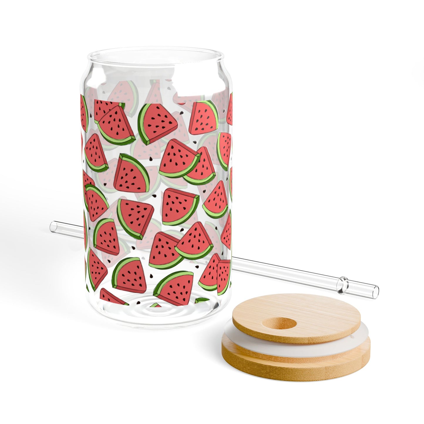 Watermelon Print Sipper Glass - 16oz Eco-Friendly Drinkware for Summer Fun