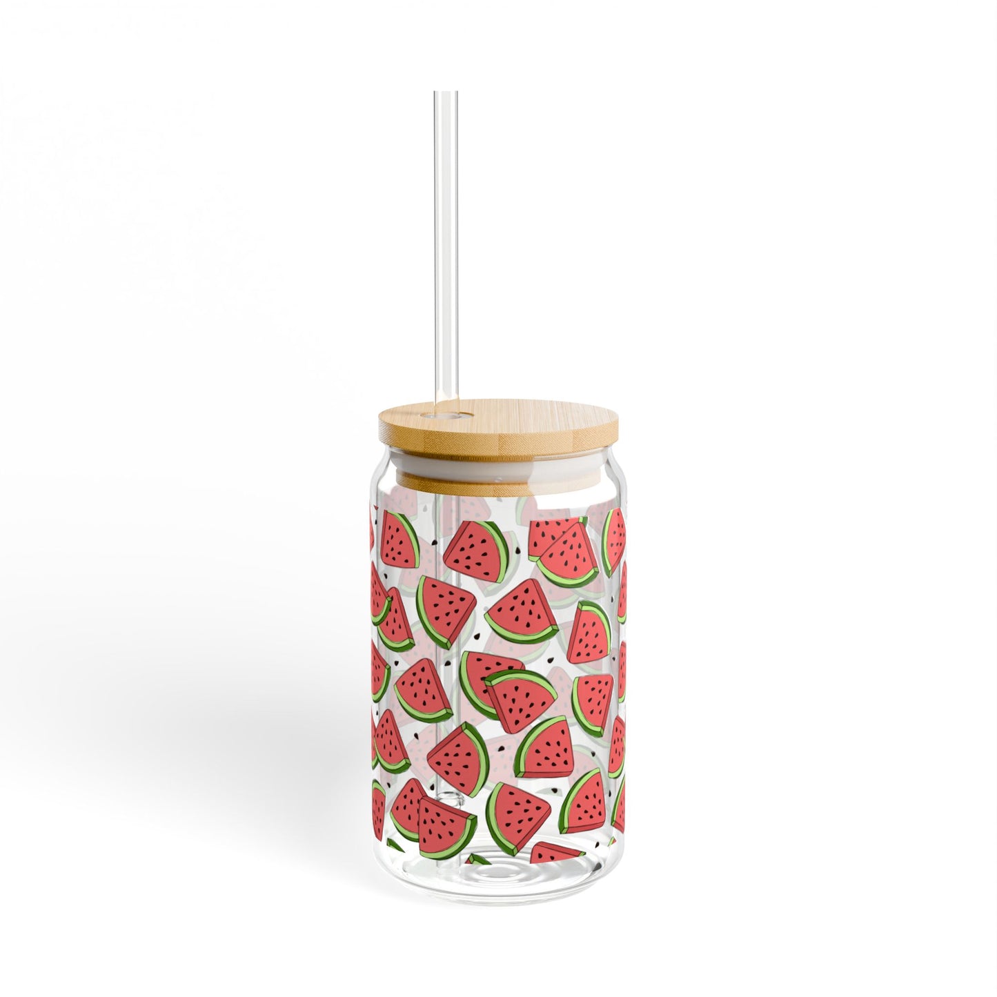 Watermelon Print Sipper Glass - 16oz Eco-Friendly Drinkware for Summer Fun