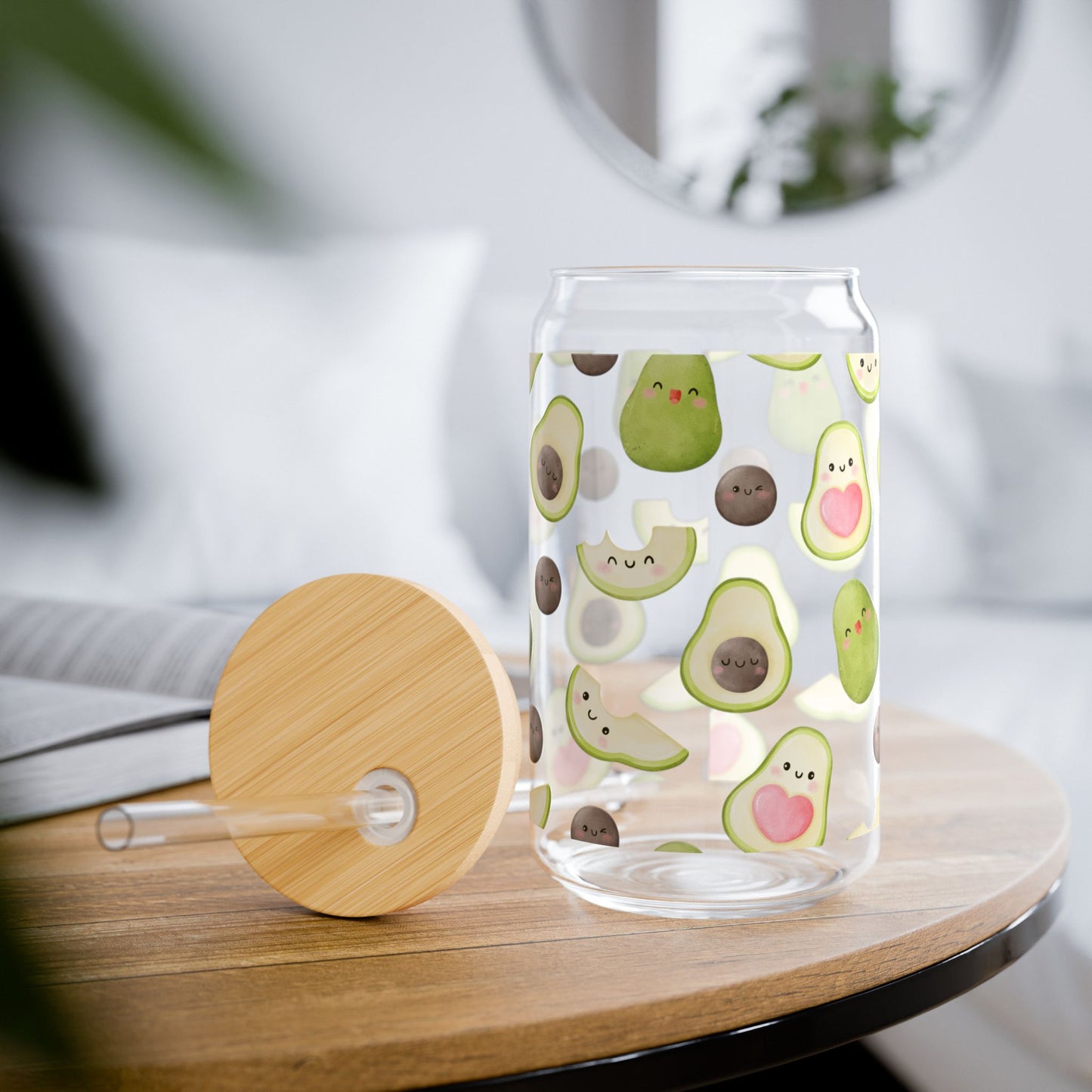 Cute Avocado Sipper Glass - 16oz Drinkware with Straws | Perfect for Smoothies and Juices