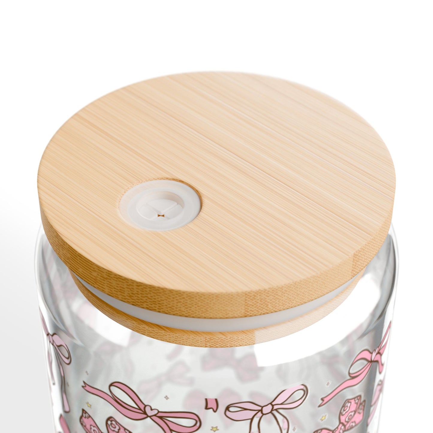 Charming Bow Sipper Glass - 16oz | Cute Bamboo Lid & Straw - Perfect for Parties and Everyday Use