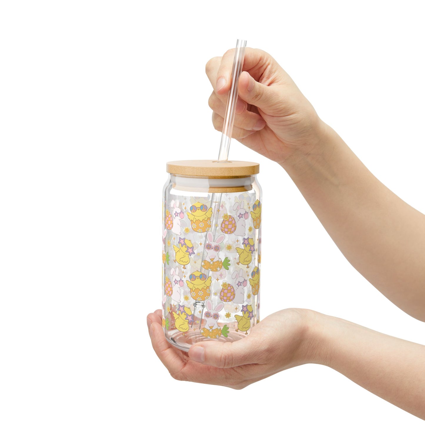 Cute Cartoon Sipper Glass, 16oz with Straw - Perfect for Parties and Summer Drinks