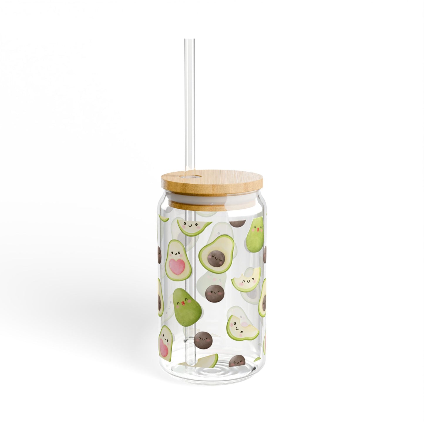 Cute Avocado Sipper Glass - 16oz Drinkware with Straws | Perfect for Smoothies and Juices