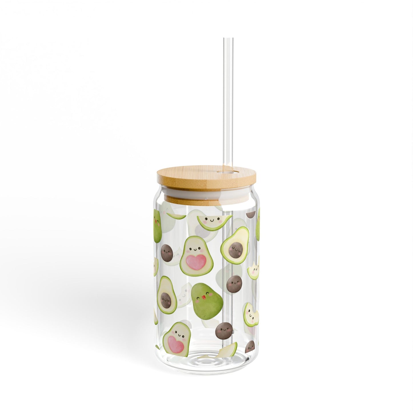 Cute Avocado Sipper Glass - 16oz Drinkware with Straws | Perfect for Smoothies and Juices