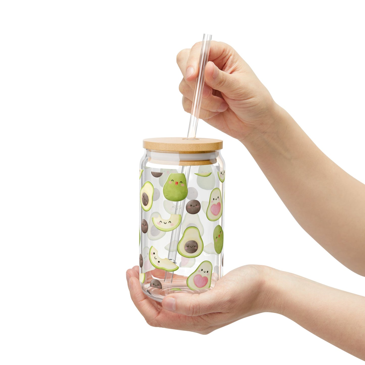 Cute Avocado Sipper Glass - 16oz Drinkware with Straws | Perfect for Smoothies and Juices