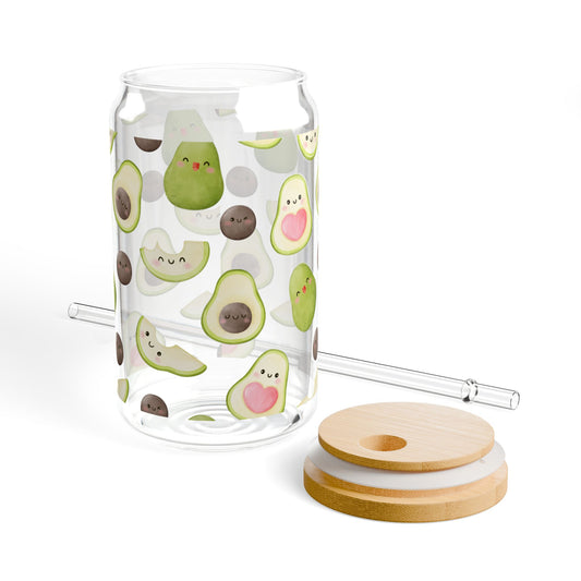 Cute Avocado Sipper Glass - 16oz Drinkware with Straws | Perfect for Smoothies and Juices