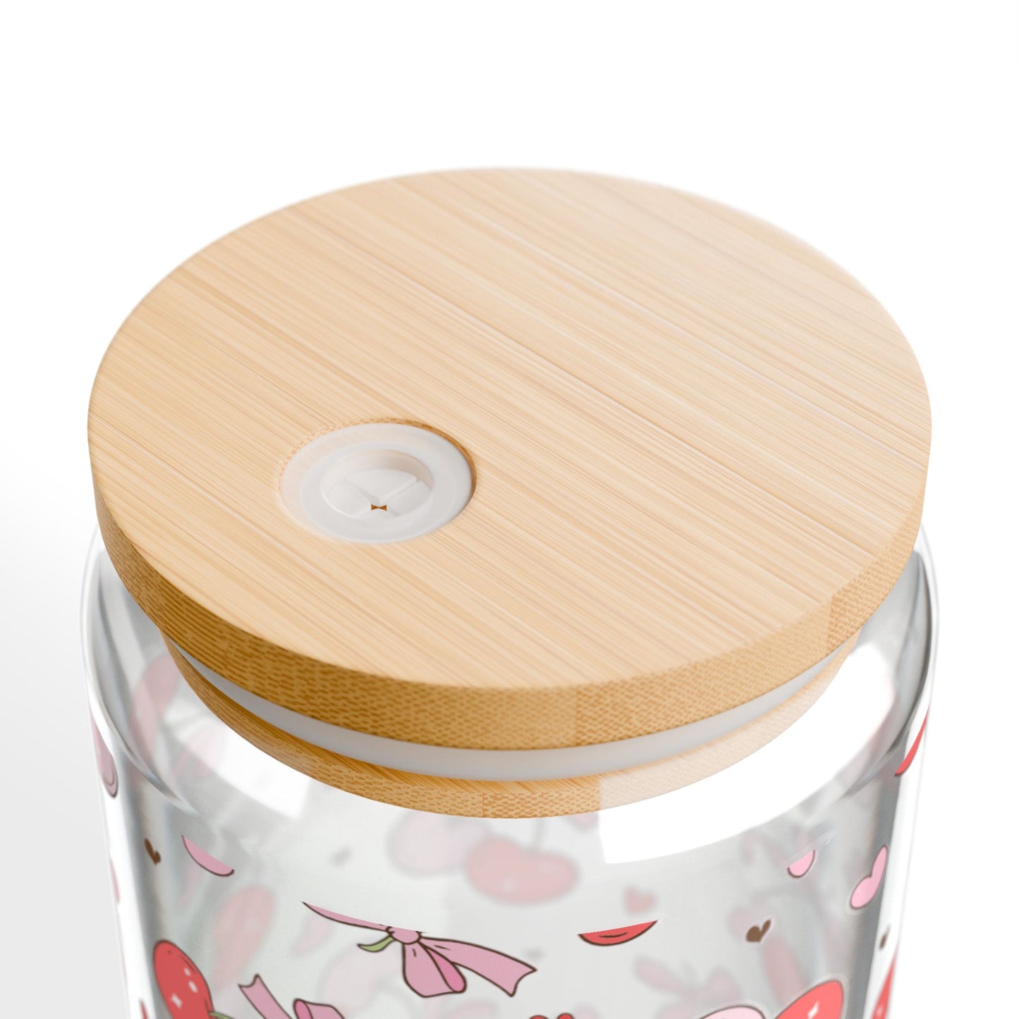 Charming Cherry Sipper Glass - 16oz with Eco-Friendly Bamboo Lid