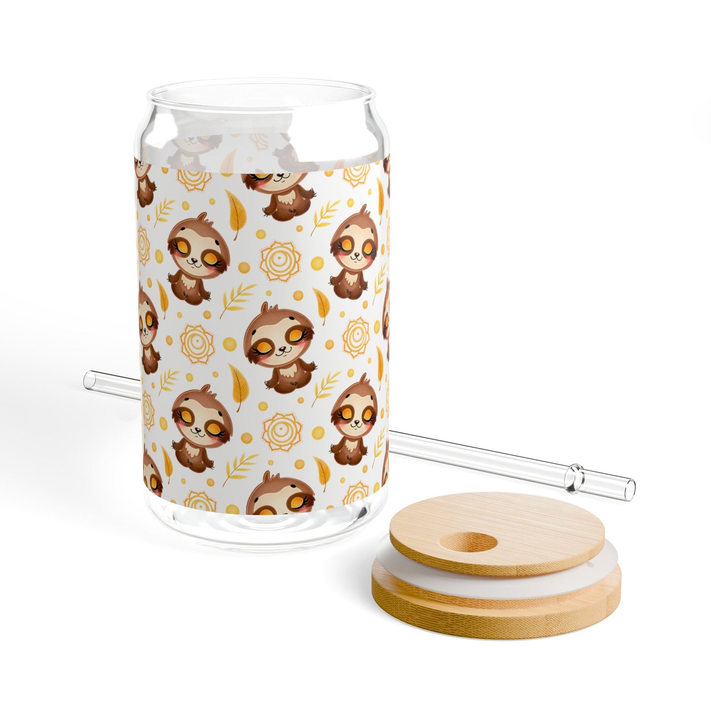 Cute Sloth Sipper Glass - 16oz Eco-Friendly Drinkware with Bamboo Lid