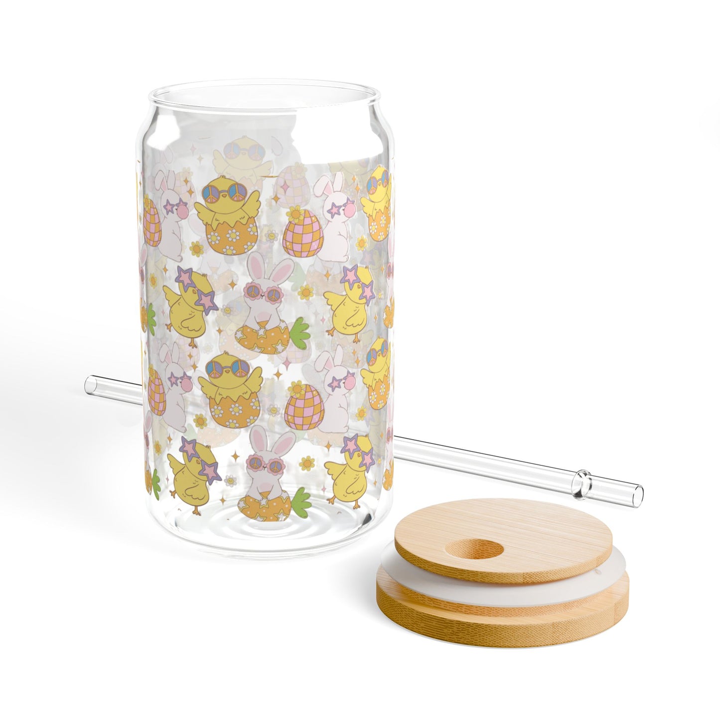 Cute Cartoon Sipper Glass, 16oz with Straw - Perfect for Parties and Summer Drinks