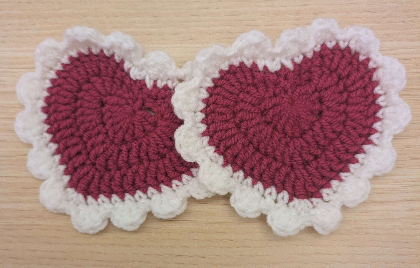 Valentine's/Galentine day crochet heart coaster (set of 2)