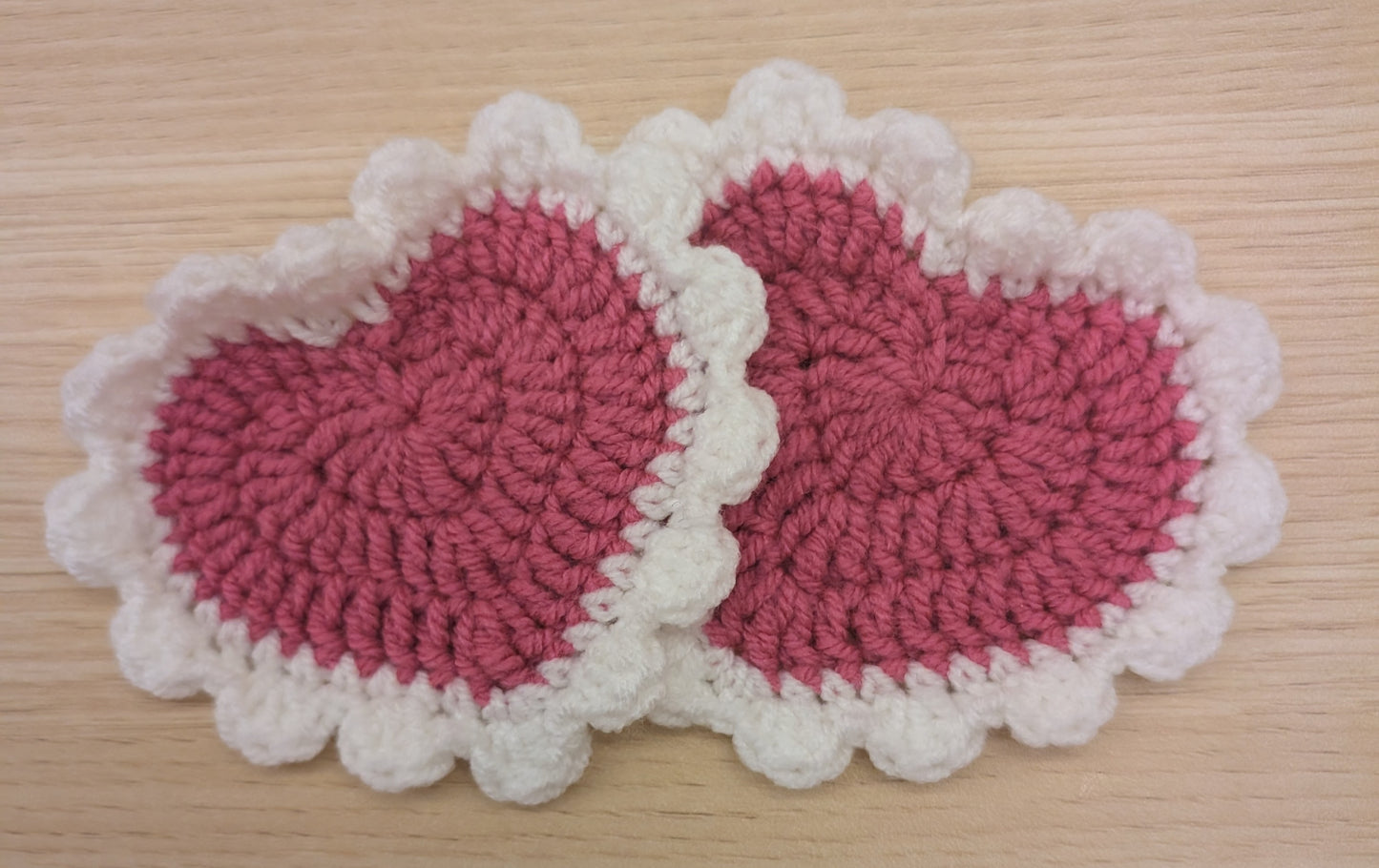 Valentine's/Galentine day crochet heart coaster (set of 2)