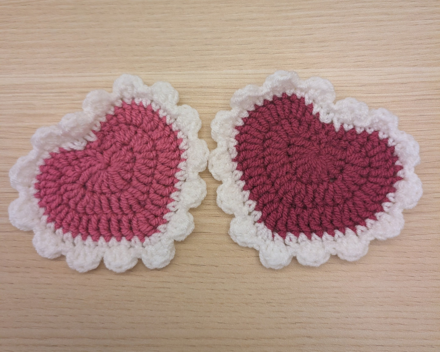 Valentine's/Galentine day crochet heart coaster (set of 2)