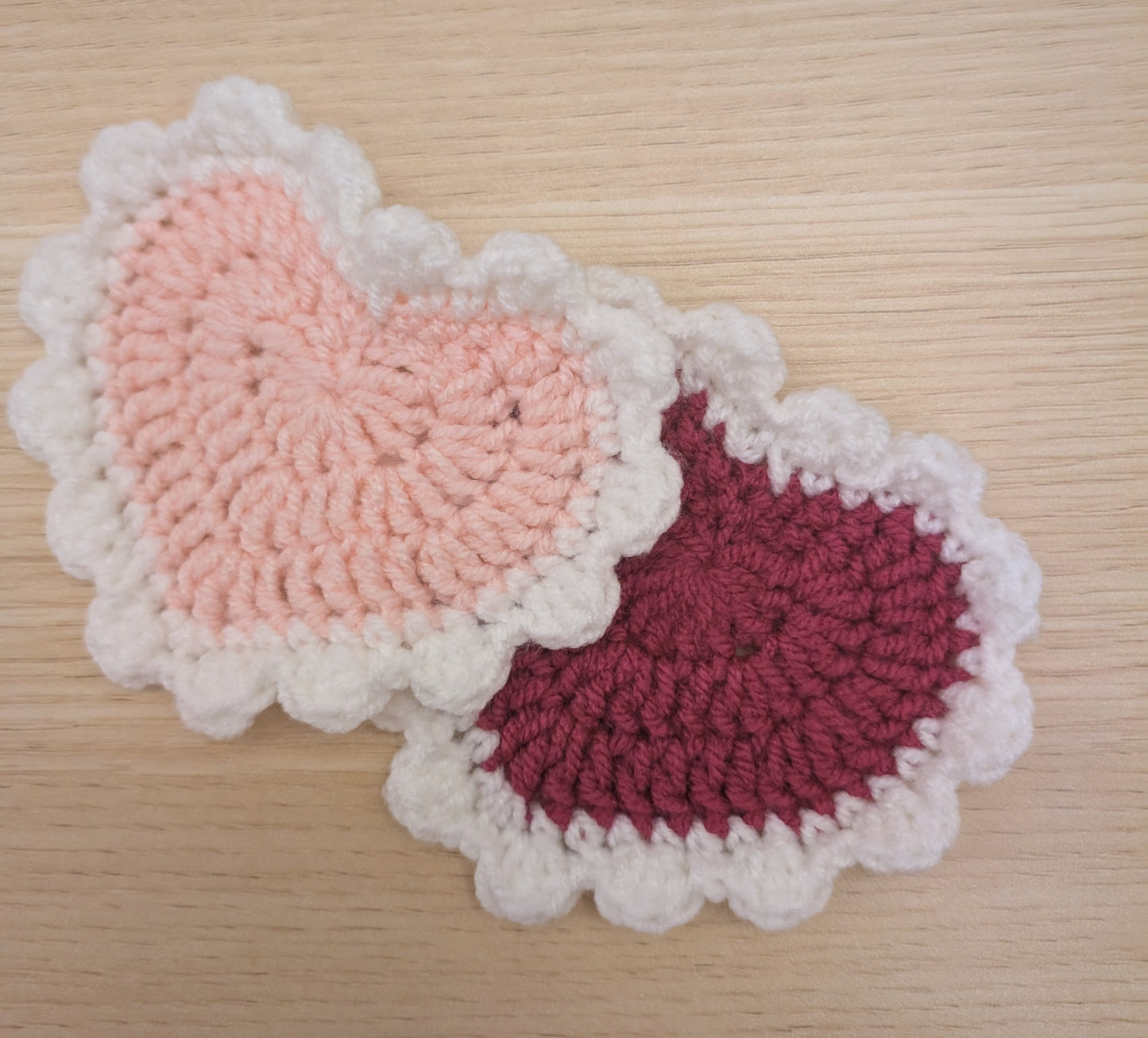 Valentine's/Galentine day crochet heart coaster (set of 2)