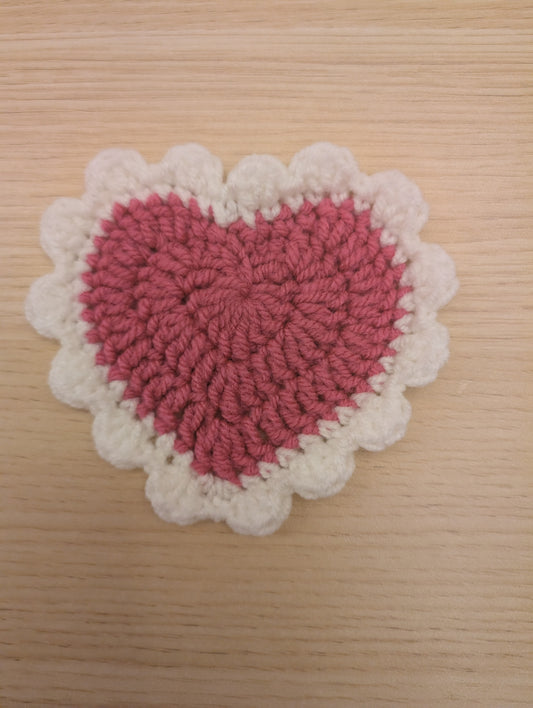 Valentine's/Galentine day crochet heart coaster (singular)